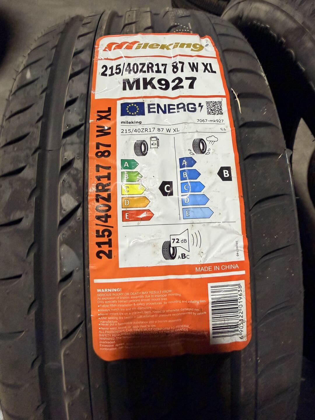 215/40zr17 87w mk927 Mileking
