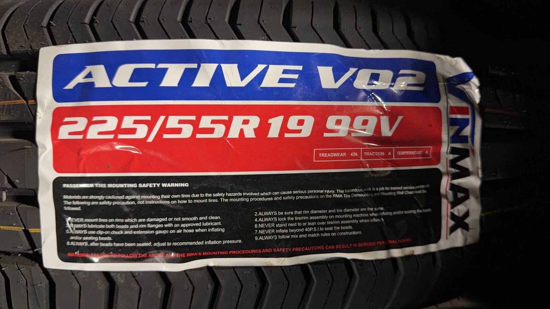 225/55r19 99v ACTIVE V02 all season Vinmax