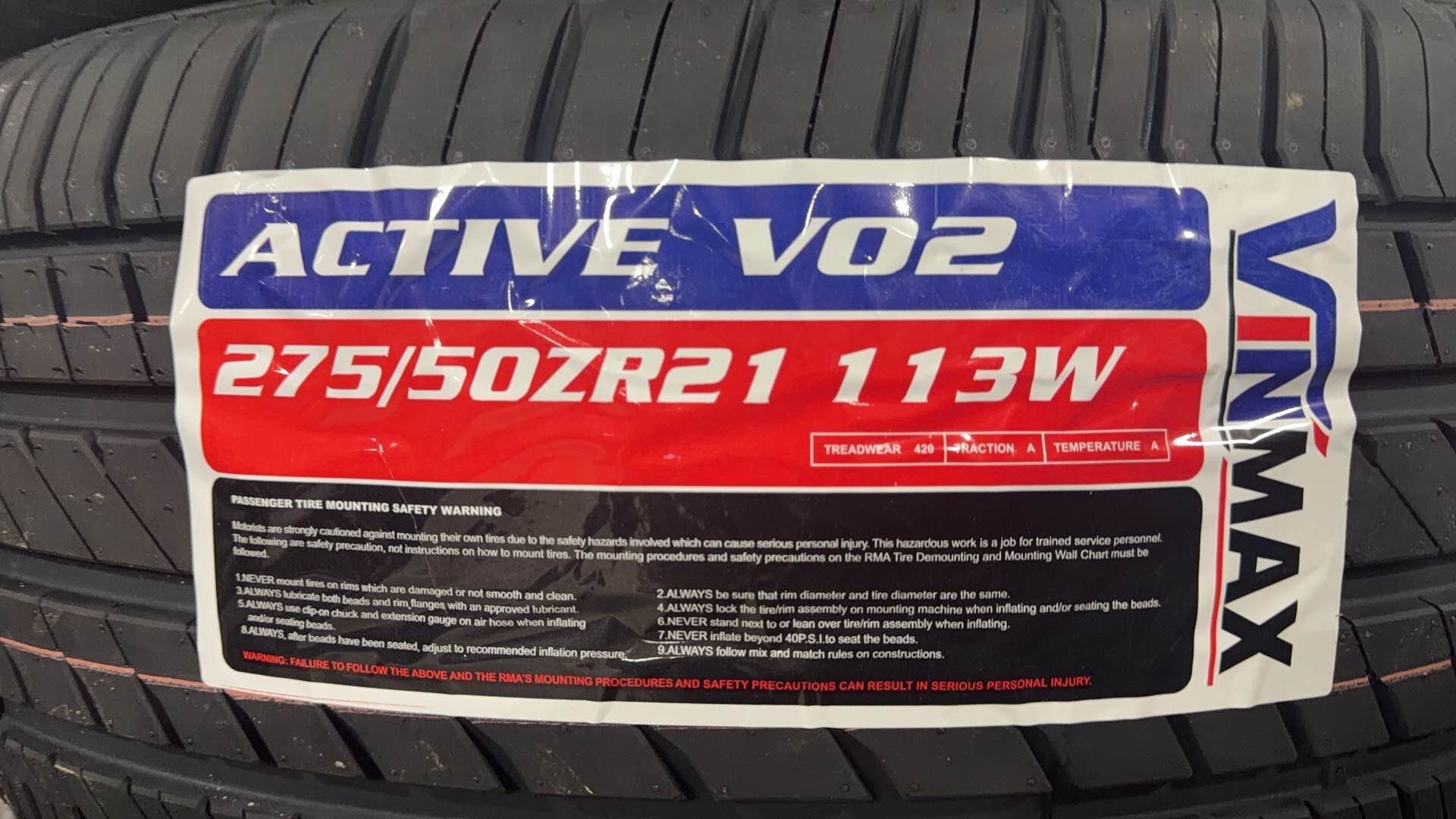 275/50r21 113w ACTIVE V02 all season Vinmax