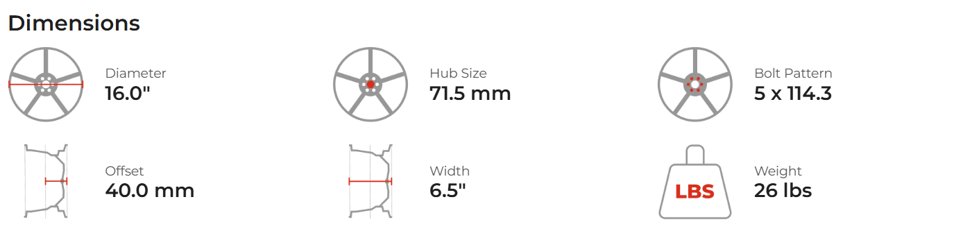 STEEL BLACK X46472  16 inch 16X6.5 PCD5X114.3 CB71.5 ET40