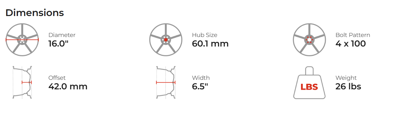 STEEL BLACK X41647  16 inch 16X6.5 PCD4X100 CB60.1 ET42